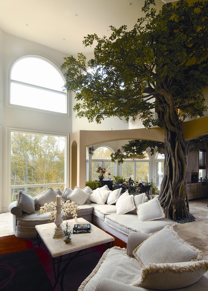 Example of a trendy living room design in San Diego