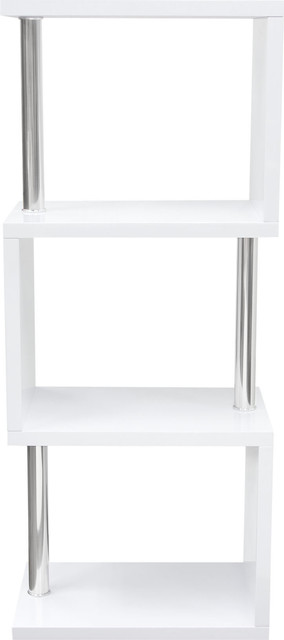 X3 Small Shelving Unit In White Lacquer With Metal Supports X3 Small Shelving Unit In White Lacquer With Metal Supports