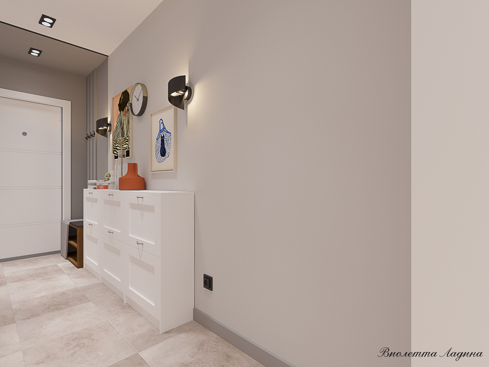 Трешка в панельном доме в современном стиле с голубым акцентом.