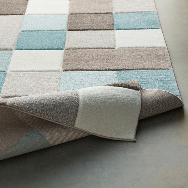 Santa Monica Modern Aqua, Dark Brown Area Rug, 2'x3' - Contemporary ...