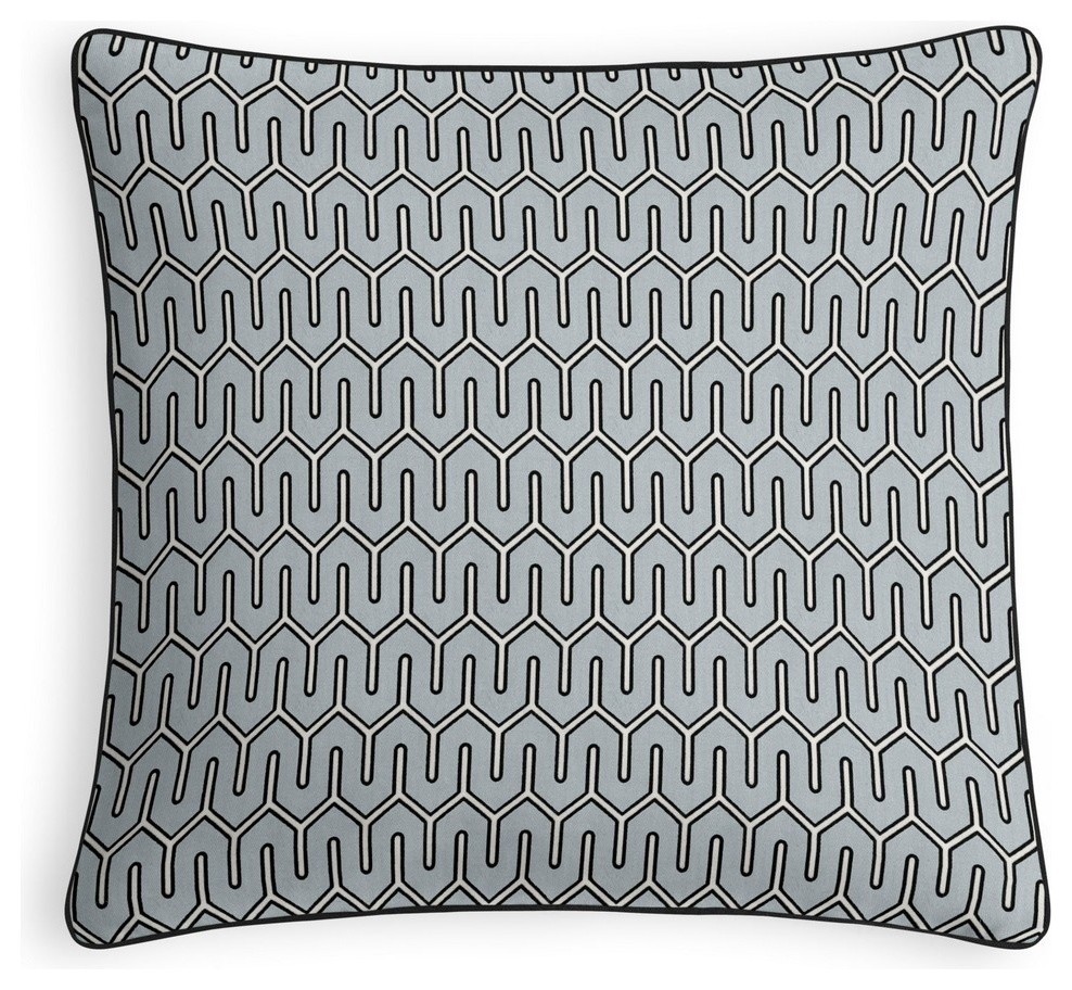 Pale Gray Geometric Micro Corded Throw Pillow