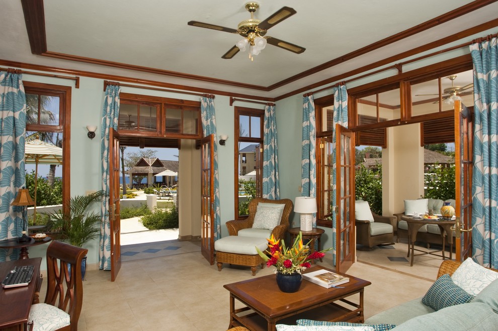 Romantic Jamaican Villa Beach Style Living Room Other by