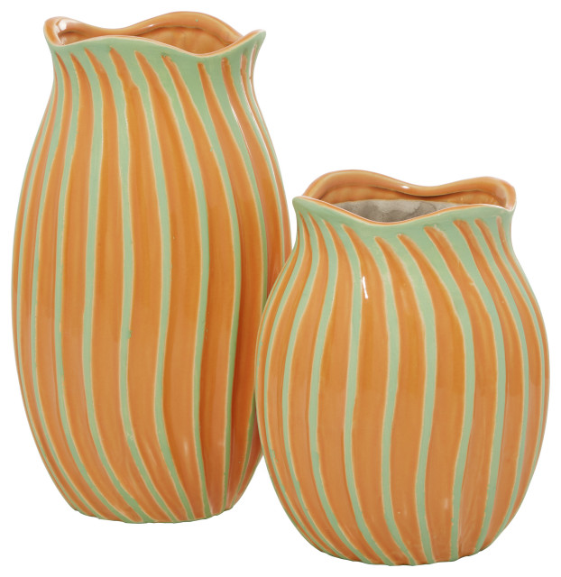 Urban Trends 30947-UT Decorative Ceramic Vase Orange 16 H