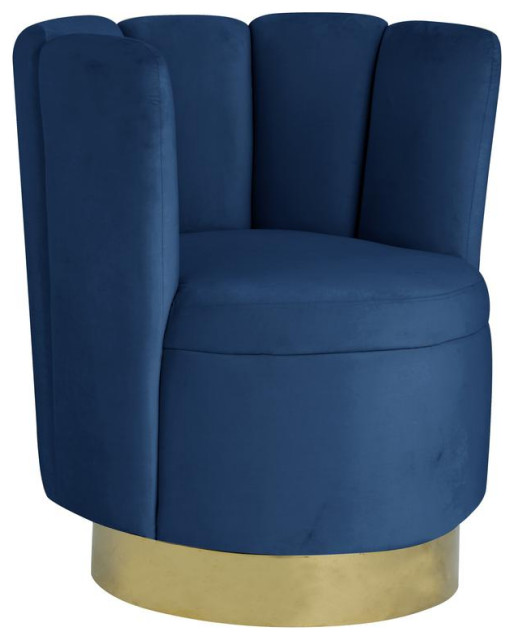 Ellis Velvet Upholstered Swivel Accent Chair In Blue Velvet