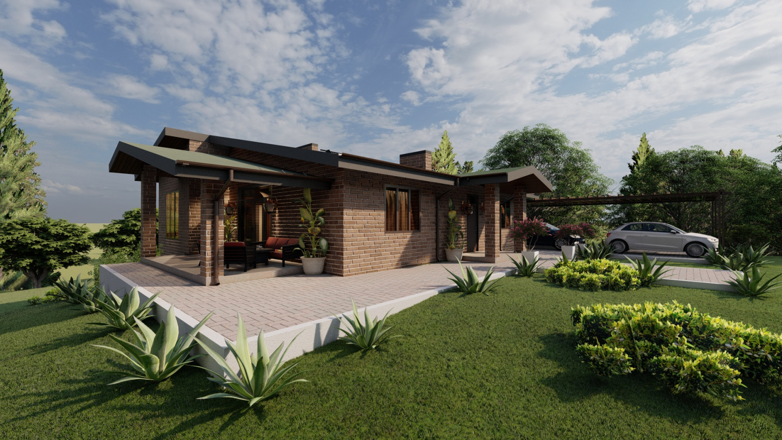 Одноэтажный дом с подвалом