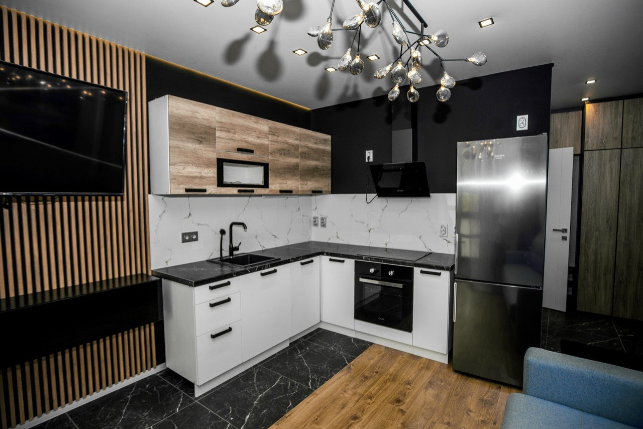 Гостиная 2-х комнатной студии. Дизайн квартиры в Сочи ул.Фабрициуса