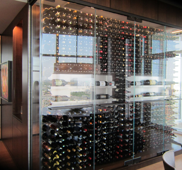 Seamless Glass wine Cellar Doors Dallas Custom Design Modern Wine
