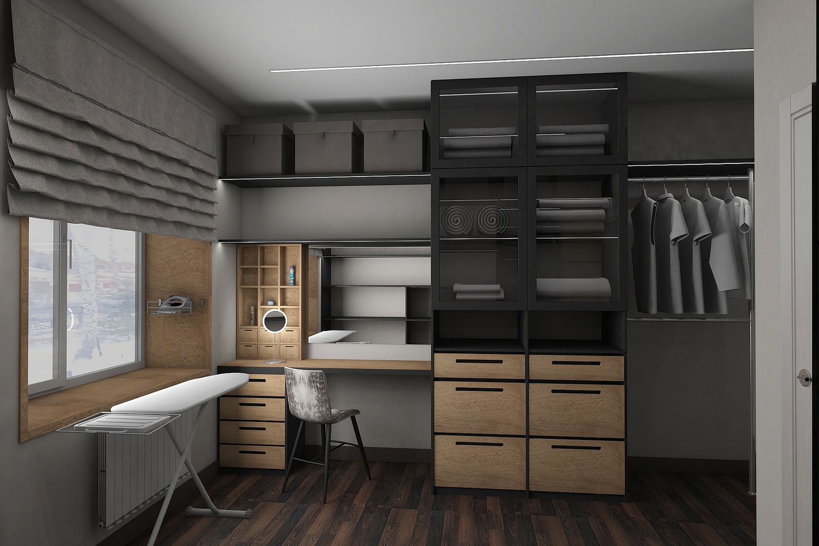 Геометрия цвета.Гардеробная и  бытовая комнаты.