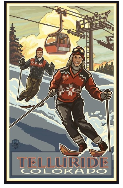 Paul A. Lanquist Telluride Colorado Downhill Skier Art Print, 30"x45"