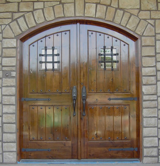 Entry Front Door Double Knotty Alder arched, double door entry. traditional-front-doors