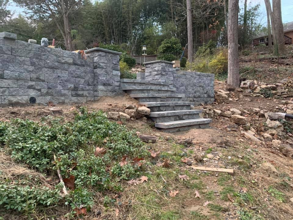 New Retaining Wall, Patio and Chimney
