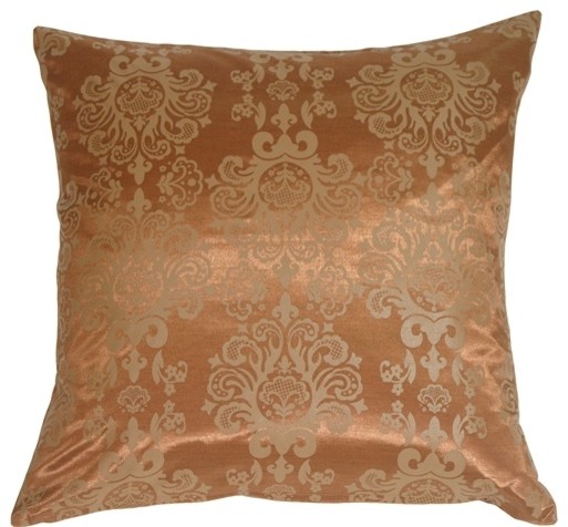Baroque Pattern Throw Pillow, Copper, 20"x20"