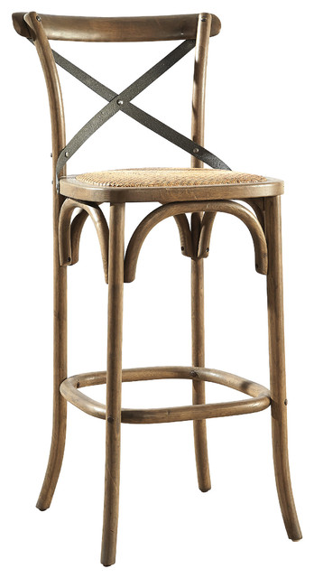 Barrow Steam Bent Bar Stool With Padded Woven Rattan Seat ...