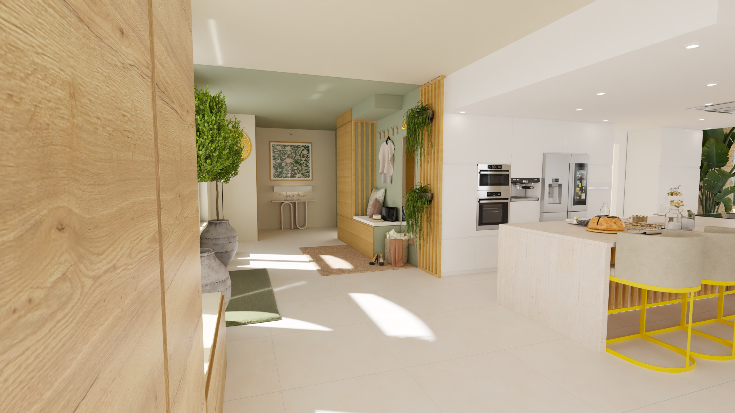 Aménagement d'une pièce de vie de 100 m² dans un style Contemporain