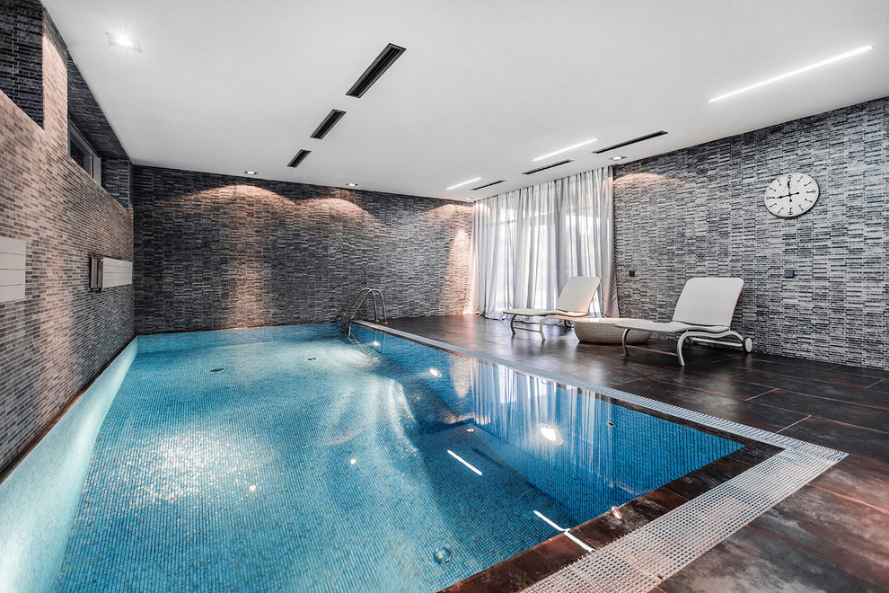 Inspiration for a contemporary indoor rectangular pool in Moscow.