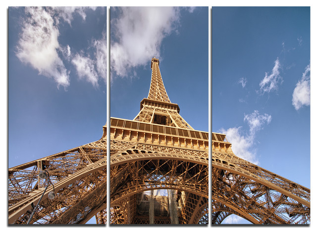 "Beautiful View Paris Eiffel Tower Under Calm Sky" Wall Art, 3 Panels, 36"x28"