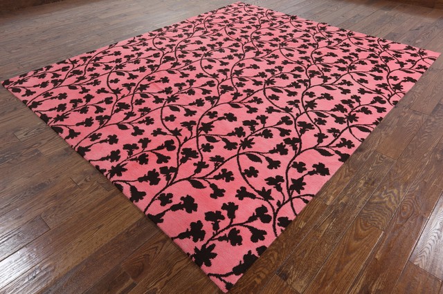 New Amazing Pink Brown 8 X10 Floral Area Rug Hand Knotted Wool H3333 Contemporary Area Rugs By Manhattan Rugs