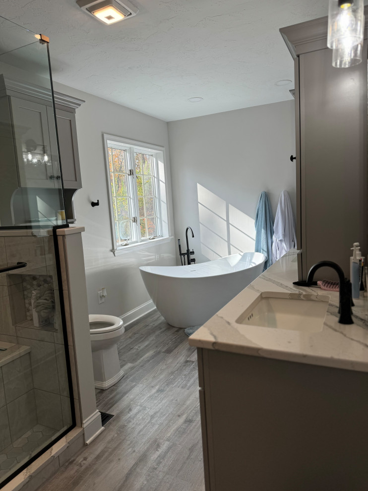 Luxury Bathroom Remodel with Custom Walk-In Shower & Freestanding Bathtub