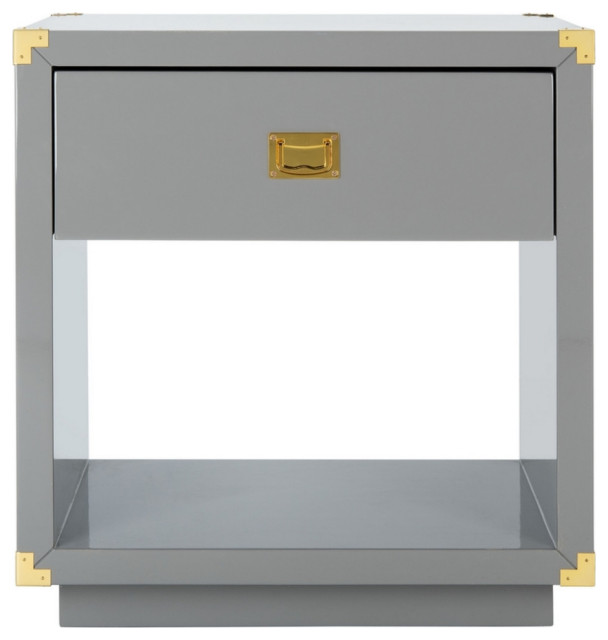 Maven Lacquer Side Table, Dark Gray Transitional Side Tables And