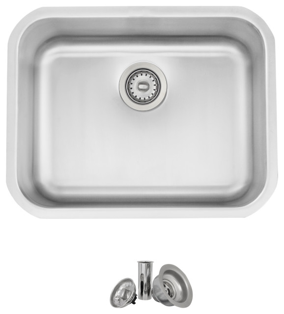 23"L x 18"W Stainless Steel Single Basin Dual mount Kitchen Sink with Strainer