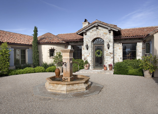 Courtyard with Fountain mediterranean-house-exterior