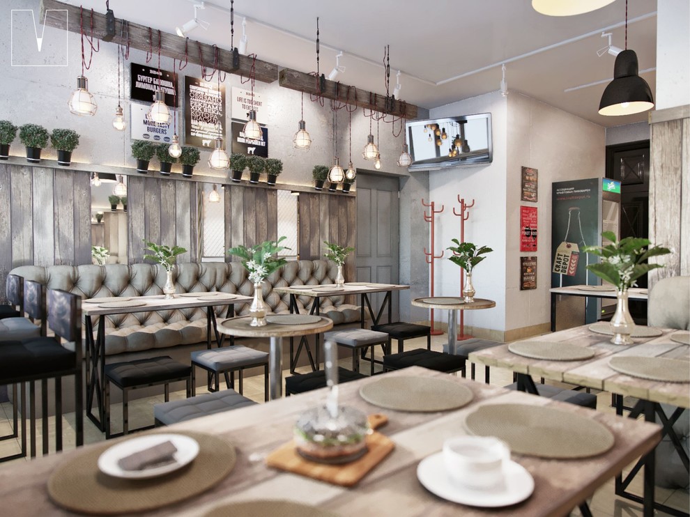 дизайн интерьера бургерной "Мягкие булки"