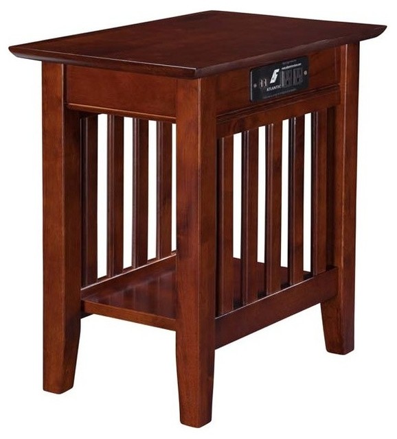 Atlantic Furniture Mission Charger Chair Side Table in Walnut