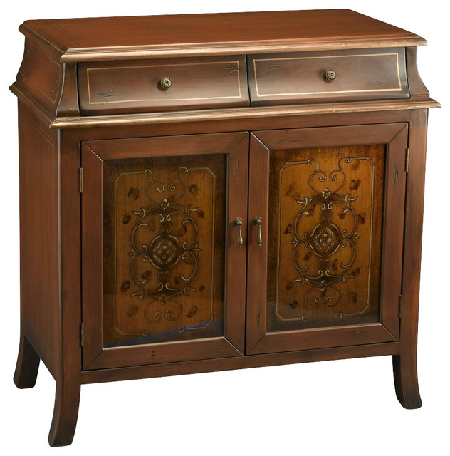 Stained 2-Door Inspired Cabinet in Brown Finish