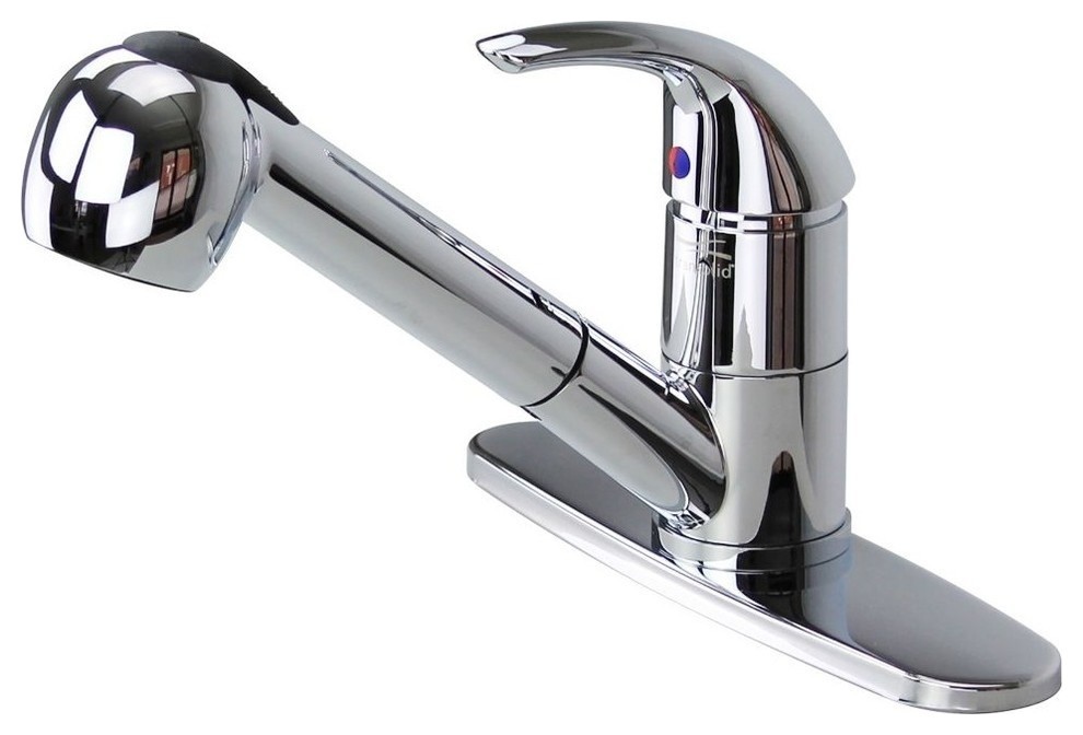 Transolid Beckett Pull Out Kitchen Faucet with deck plate, Polished Chrome