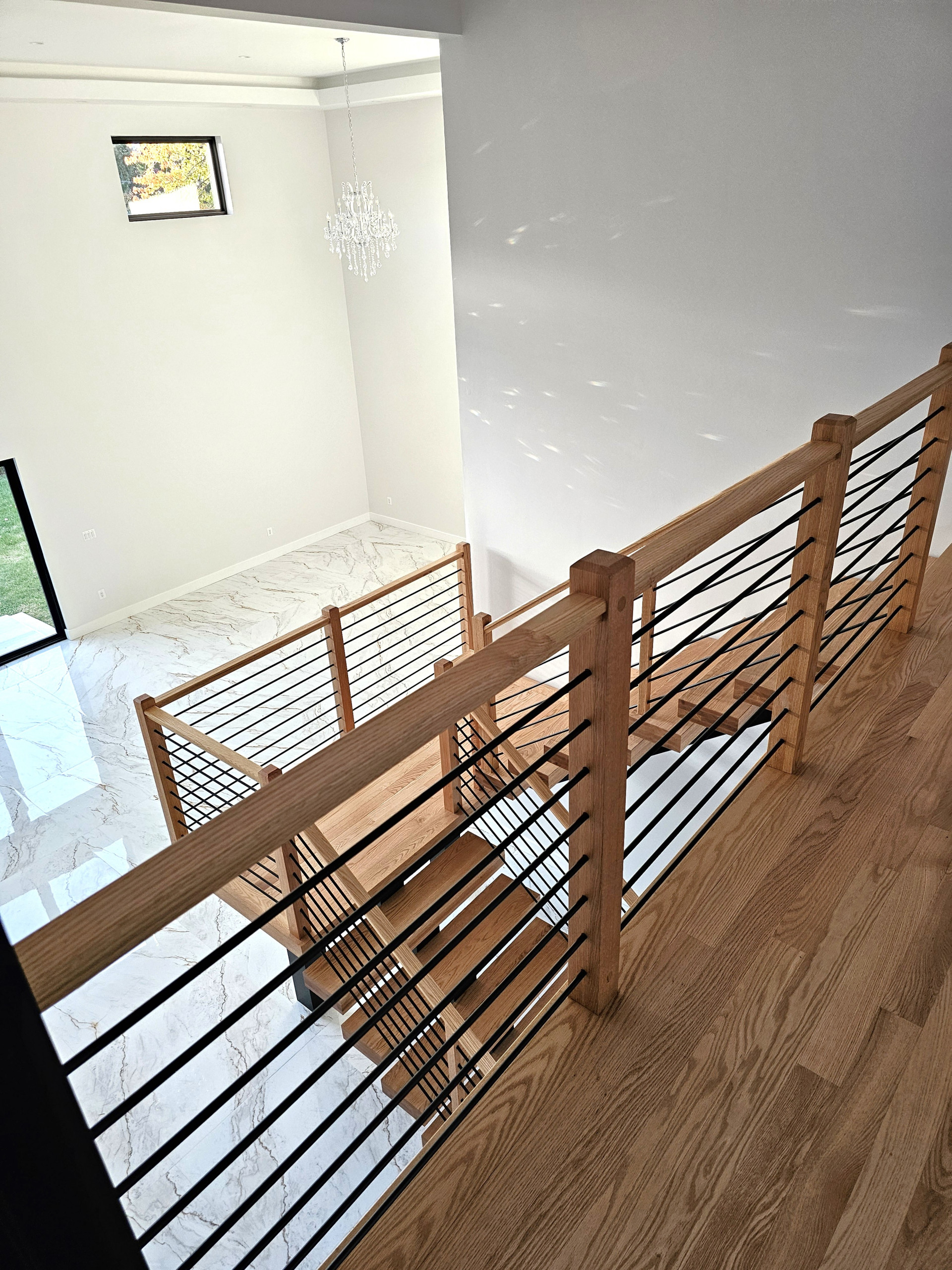 143_Modern Floating Red Oak and Metal Staircase, Sterling, VA