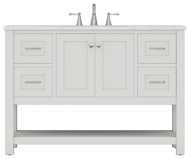 Wilmington 48" Bathroom VanityWith Carrera Marble Top, White