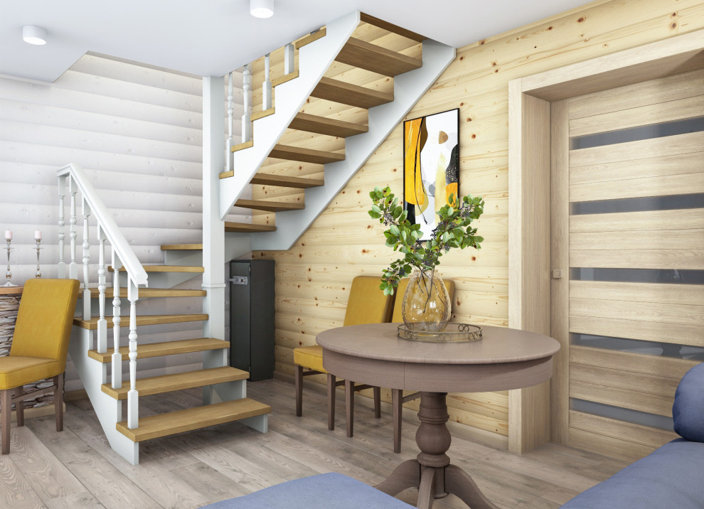 Блок-хаус в интерьере небольшого частного дома