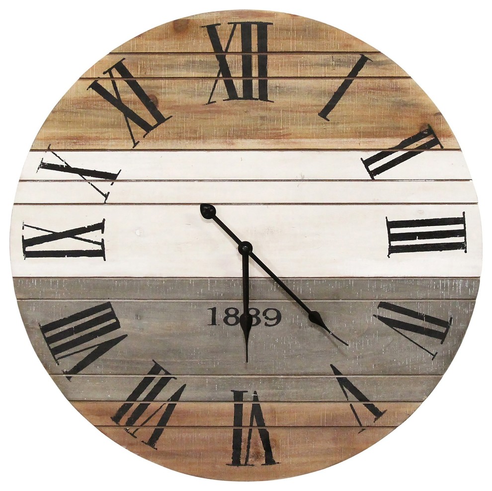 Stratton Home Decor 21" Winston Wall Clock Farmhouse Wall Clocks by GwG Outlet Houzz