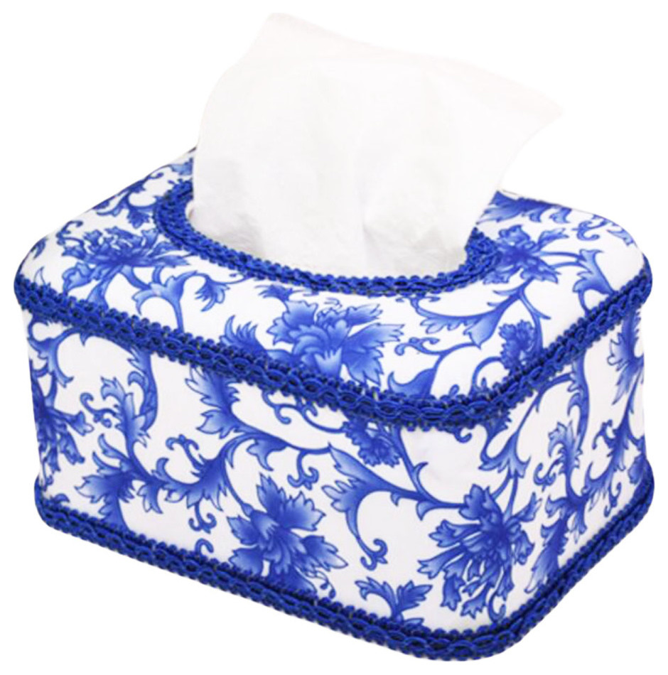 Creative Blue and White Ceramics Tissue Box Traditional Tissue Box