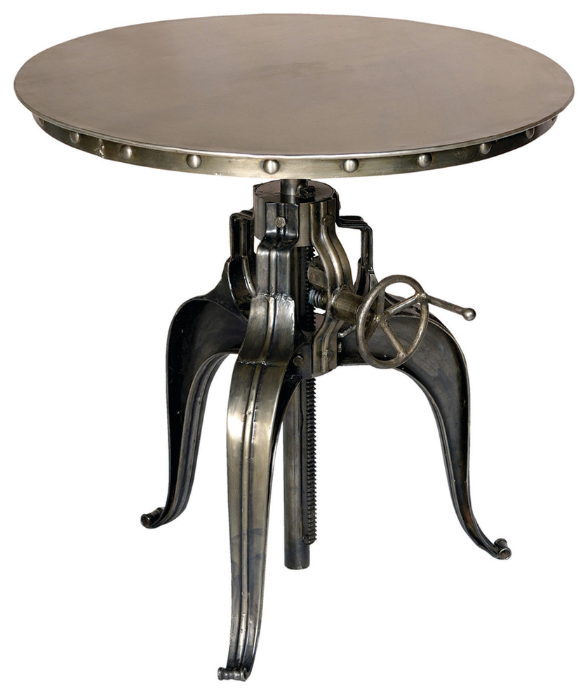 Round Crank Top Metal Bistro Table