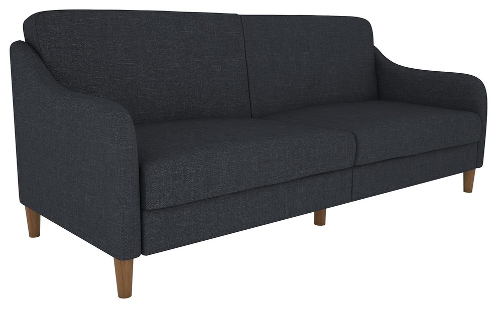 Atwater Living Jodi Coil Futon, Navy Linen Midcentury Futons by