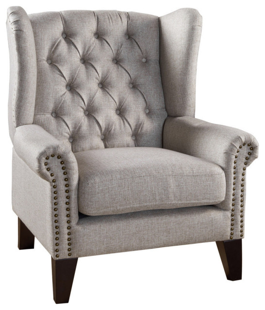 Gdf Studio Lainie Traditional Tufted Winged Fabric Accent Chair Transitional Armchairs And Accent Chairs By Gdfstudio Houzz