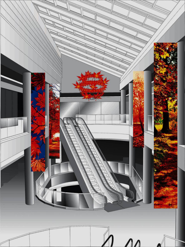 Эскиз праздничного оформления торгового центра