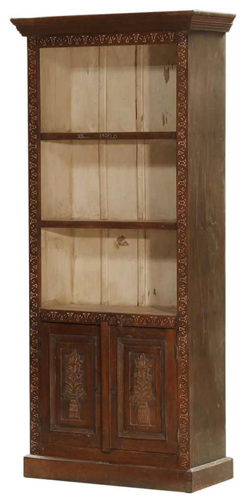 Dorval 18th Century Antique Hand-carved 2-Tone Bookcase