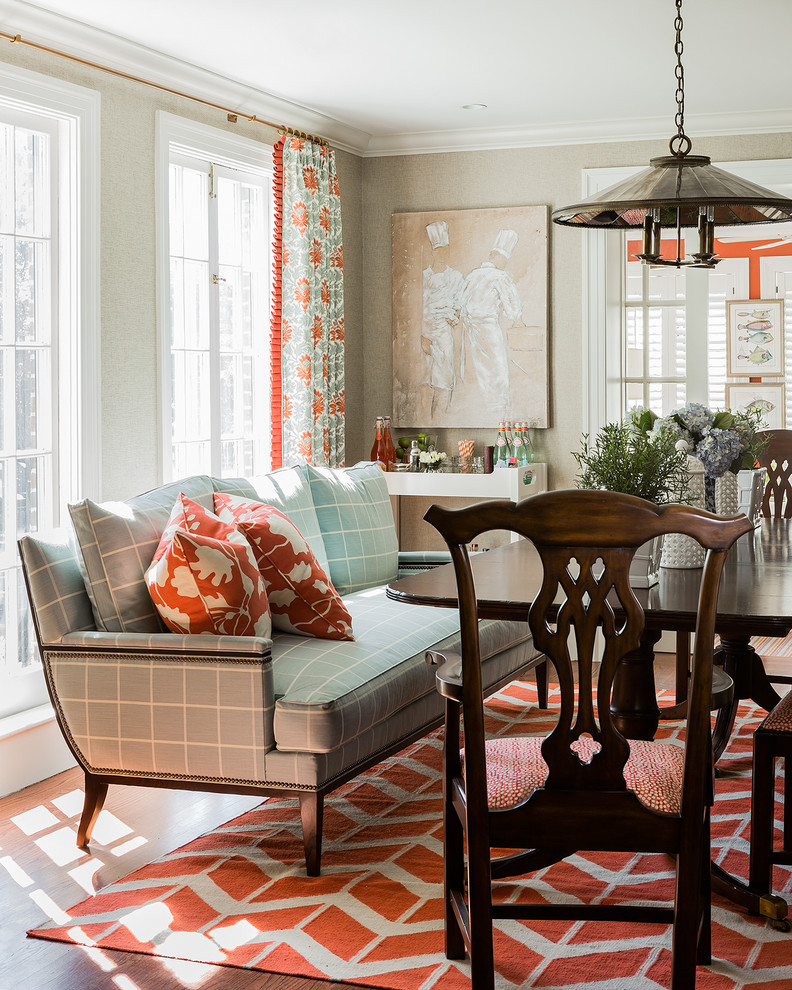 Inspiration for a traditional separate dining room in Boston with beige walls.