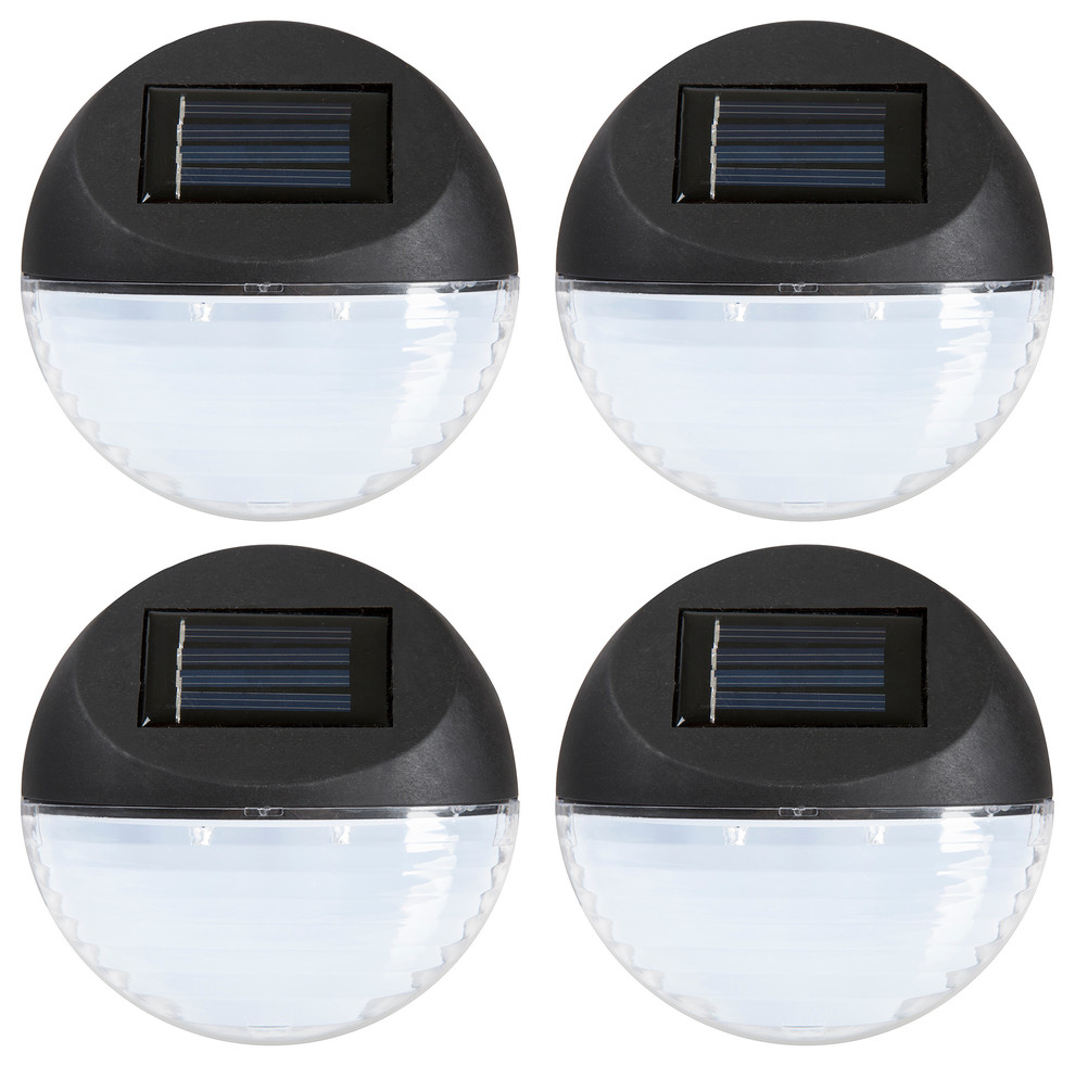 Pure Garden Round Solar LED Lights - Black - Set of 4