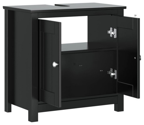 vidaXL Bathroom Sink Cabinet Vanity Cabinet Cupboard BERG Black Solid ...