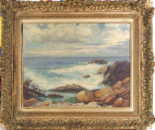 Abraham Rosenthal, New England Seascape, Oil Painting Board