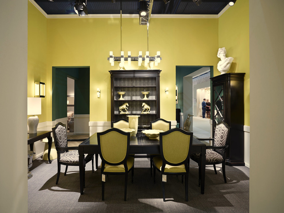 Example of a transitional dining room design in Florence