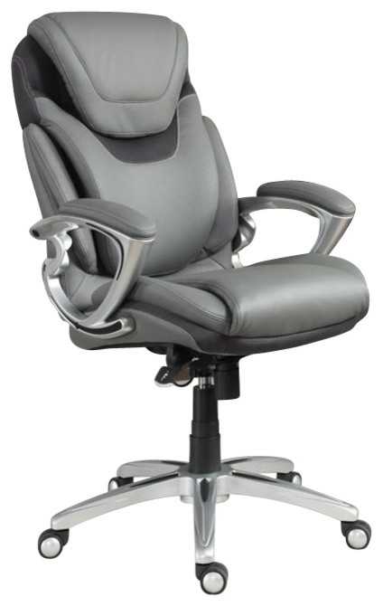 Serta Bryce Office Chair Patented AIR Lumbar Technology Bonded Leather Gray