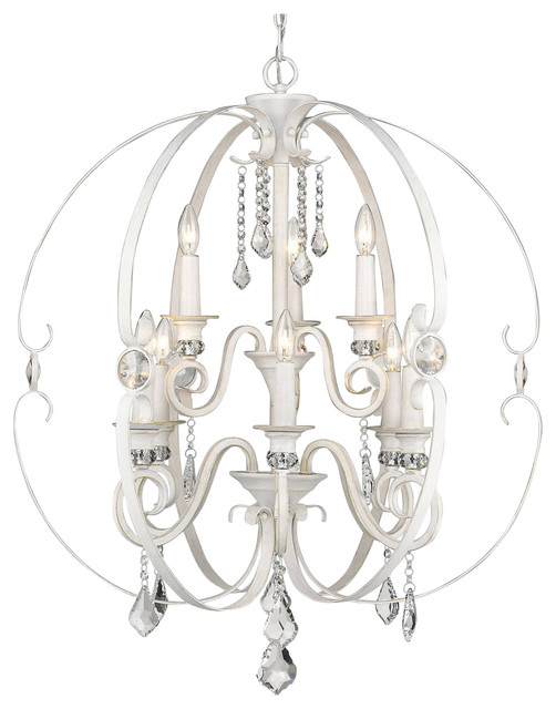Ella 9-Light 2-Tier Chandelier French White - Traditional - Chandeliers ...