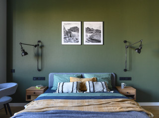 Спальня в зеленых тонах: примеры