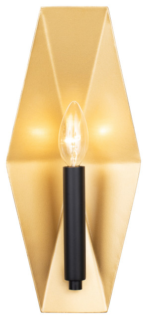 Varaluz 361W01 Malone 14" Tall Wall Sconce - Matte Black / French Gold