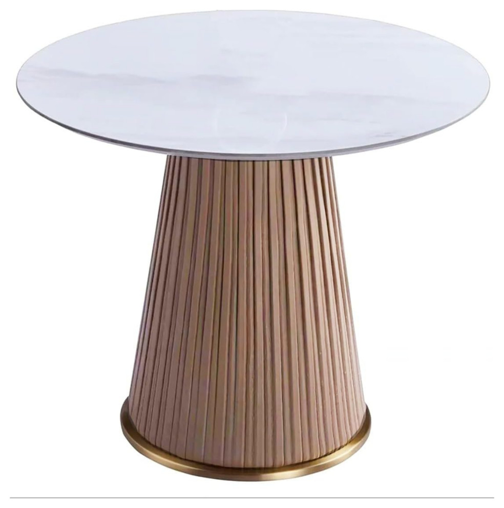 First of a Kind Alice Modern Round Espresso End Table, 14Lx31H