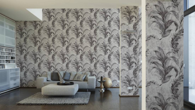 Modern Textured Wallpaper With Floral, 304561, Sample - Tropical ...